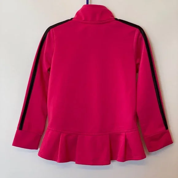 Adidas Youth Girls Sz 4T Long Sleeve Track Jacket Full Zip Pink Black Activewear - Picture 9 of 10